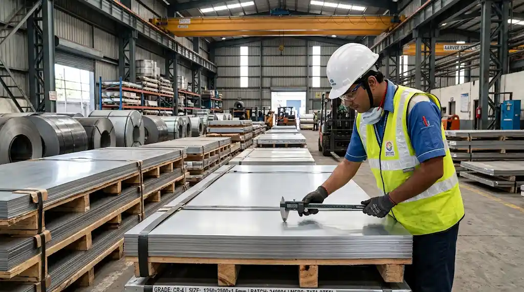 Cold-rolled CR sheet quality inspection by SD Ventures, steel supplier and dealer in Howrah, Kolkata, West Bengal